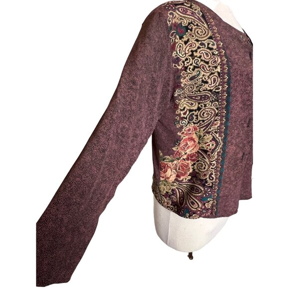 CL Carroll Little Petite Jacket Blouse Set 2P Dots Paisley Boho Career Y2K - Picture 14 of 16